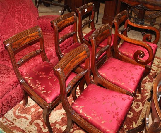 A set of six Regency mahogany dining chairs,